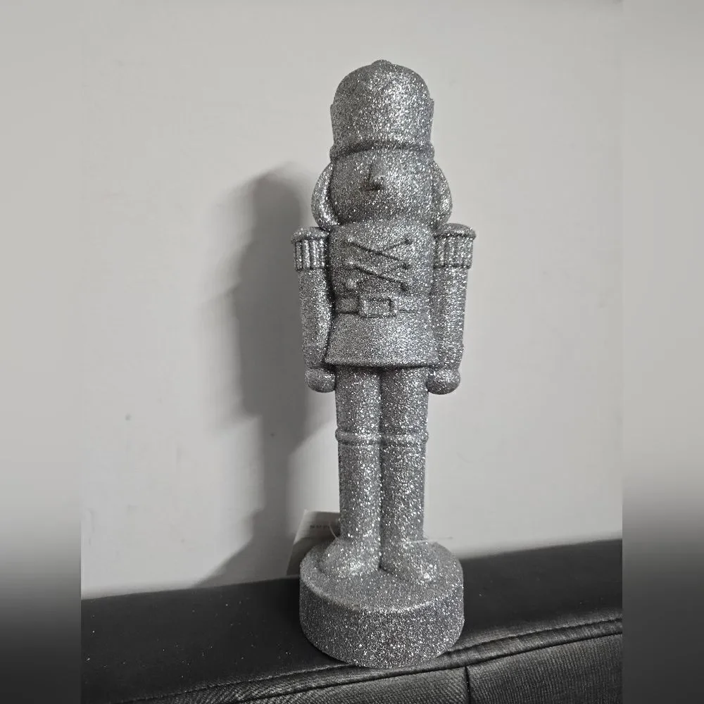New Target 2024 Silver Glittered Christmas Decorative Nutcracker, 11.5 in H